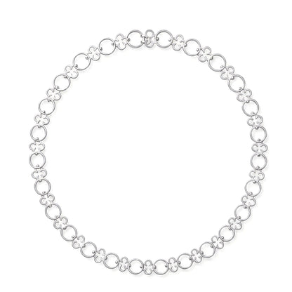 Silver necklace on a white background