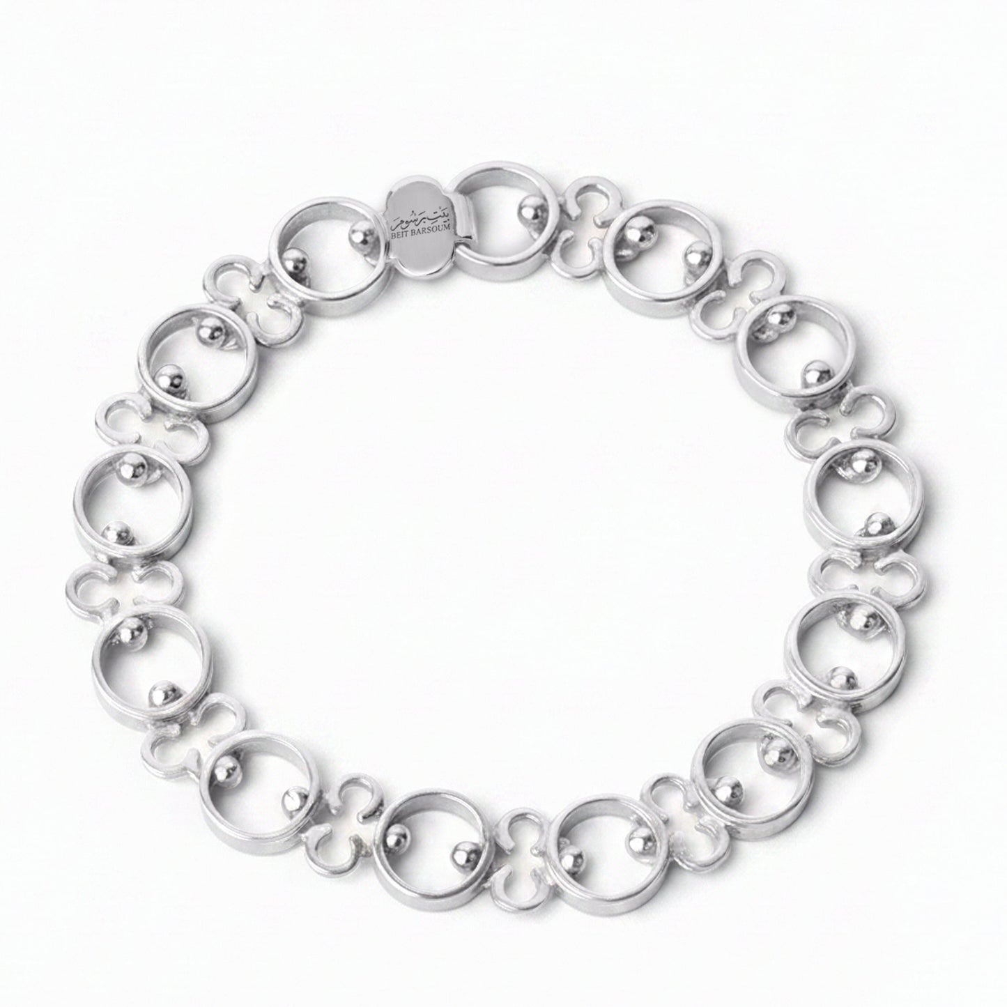 Silver bracelet on a white background