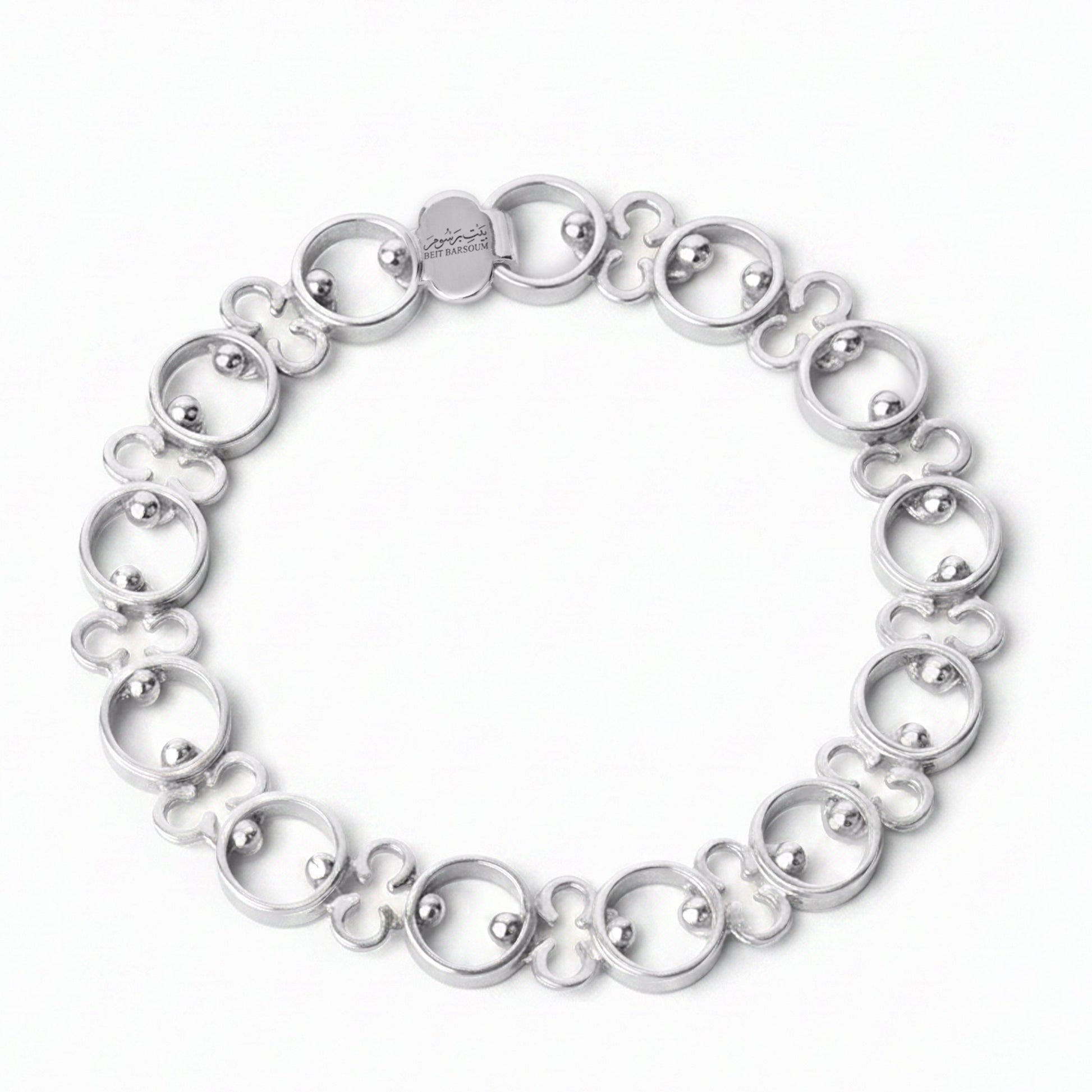 Silver bracelet on a white background